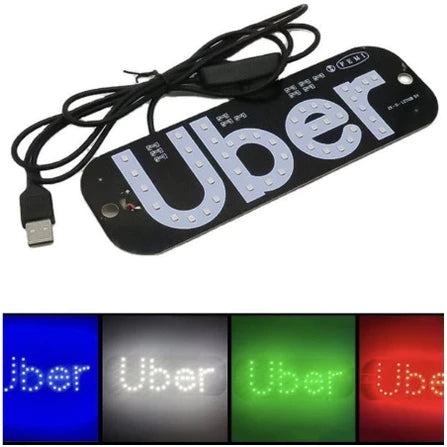 Letreiro Luminoso LED USB para Carro - Motorista de Aplicativo 99 e Uber