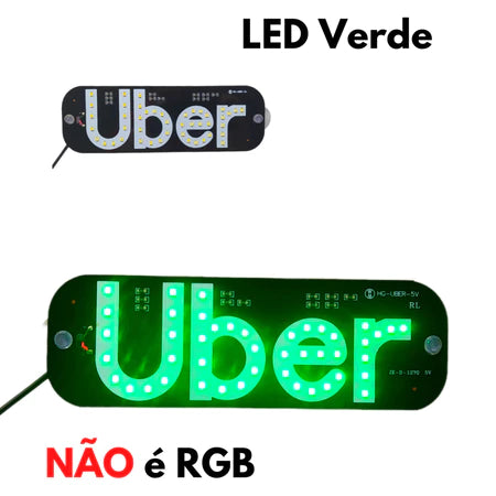 Letreiro Luminoso LED USB para Carro - Motorista de Aplicativo 99 e Uber