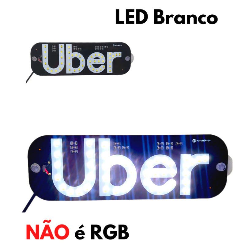 Letreiro Luminoso LED USB para Carro - Motorista de Aplicativo 99 e Uber