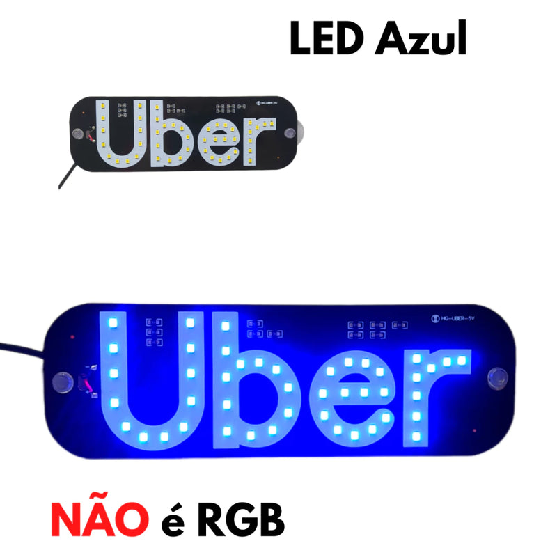Letreiro Luminoso LED USB para Carro - Motorista de Aplicativo 99 e Uber