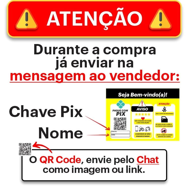 Placa Informativa Pix com QR Code em PVC – Ideal para Carros, Motoristas de Aplicativo e Estabelecimentos