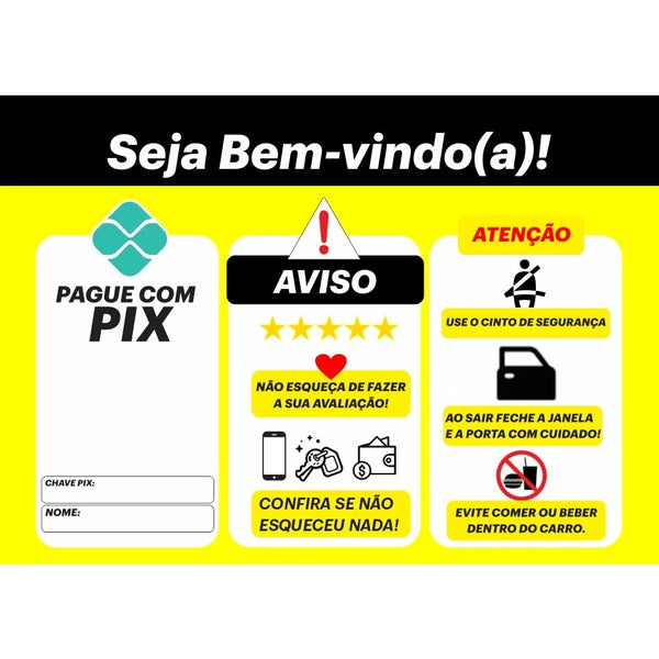 Placa Informativa Pix com QR Code em PVC – Ideal para Carros, Motoristas de Aplicativo e Estabelecimentos