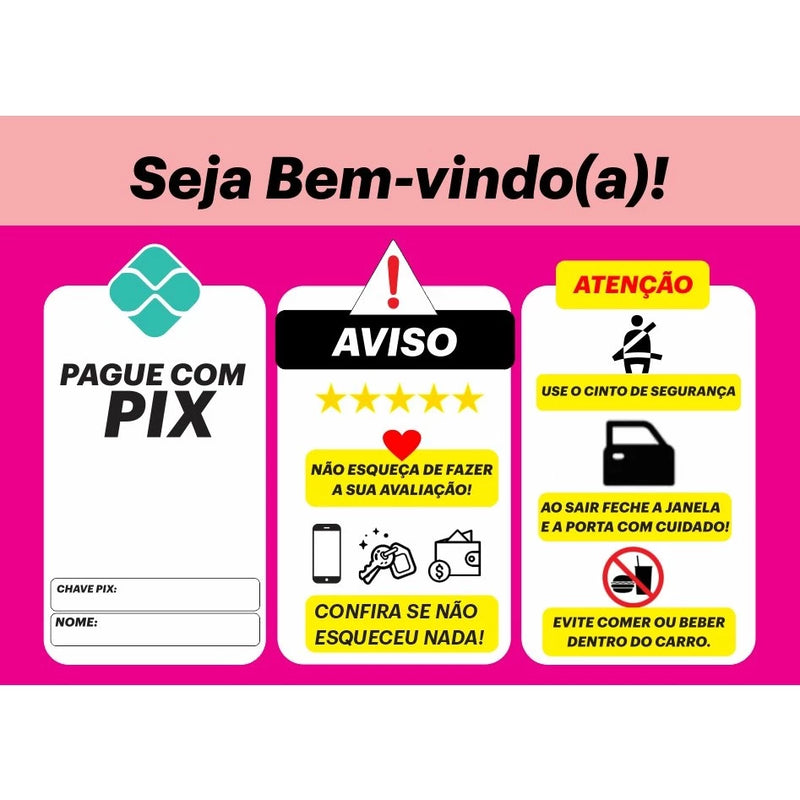Placa Informativa Pix com QR Code em PVC – Ideal para Carros, Motoristas de Aplicativo e Estabelecimentos