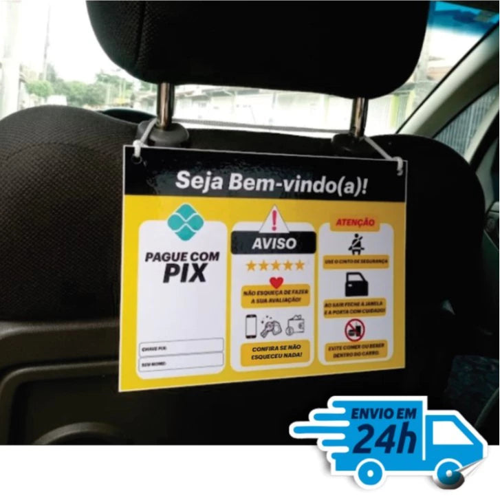 Placa Informativa Pix com QR Code em PVC – Ideal para Carros, Motoristas de Aplicativo e Estabelecimentos