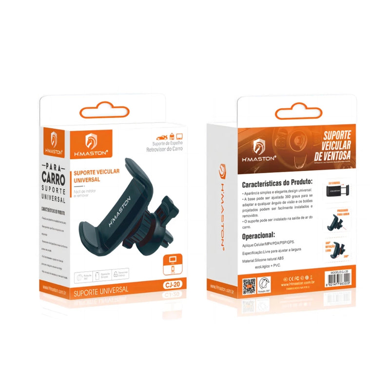Suporte de Celular Veicular CJ-20 para Carro – Saída de Ar, Ajustável 360°, Universal