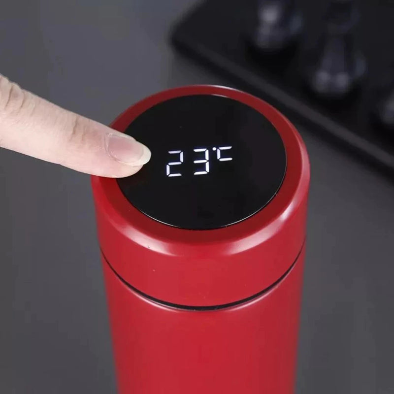 Garrafa Térmica Inteligente 500ml com Display LED de Temperatura e Copo – Aço Inox, Moderna e Portátil