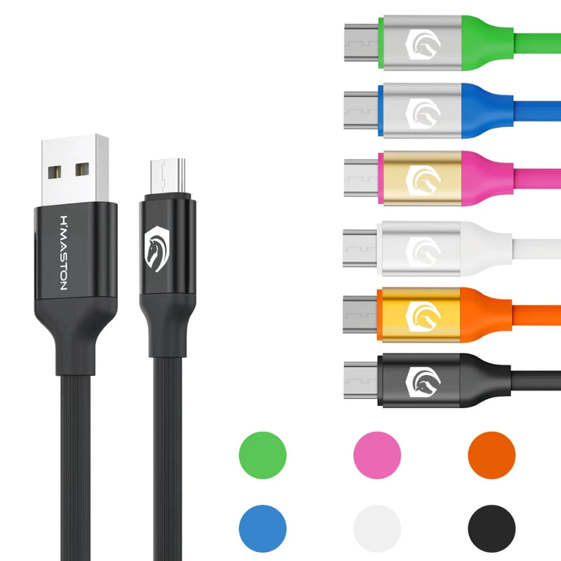 Cabo de Carregamento 1.2m H'maston H110 – V8, iPhone (Lightning) ou Tipo-C, 2.4A, Rápido e Resistente
