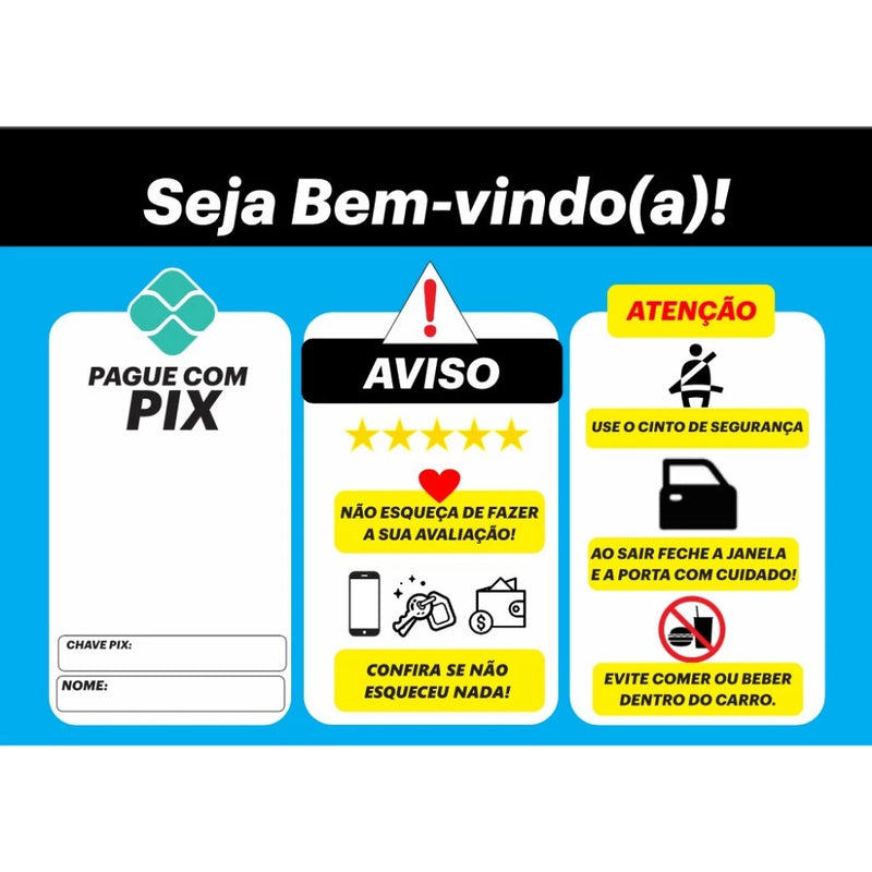 Placa Informativa Pix com QR Code em PVC – Ideal para Carros, Motoristas de Aplicativo e Estabelecimentos