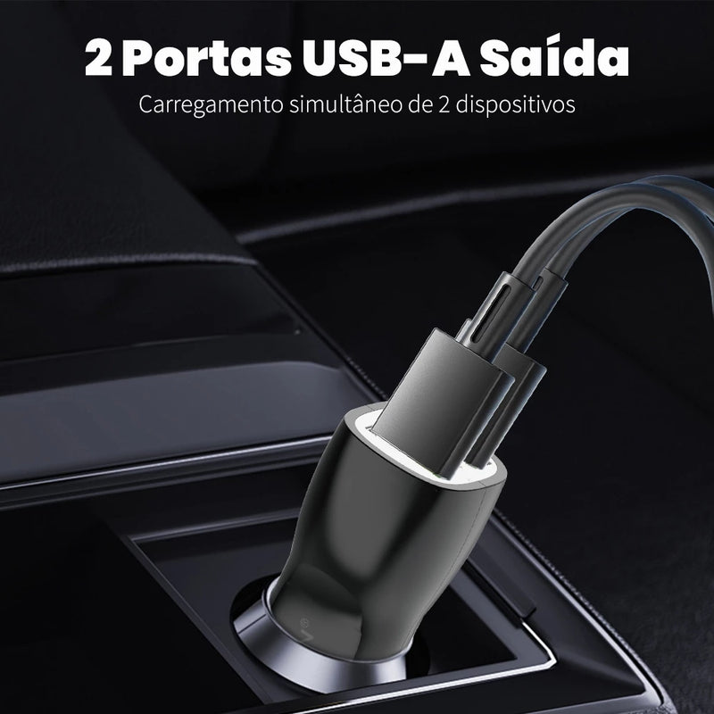 Carregador Veicular CB-07 com 2 Entradas USB – Fonte 12V para Celular no Carro, Rápido e Universal
