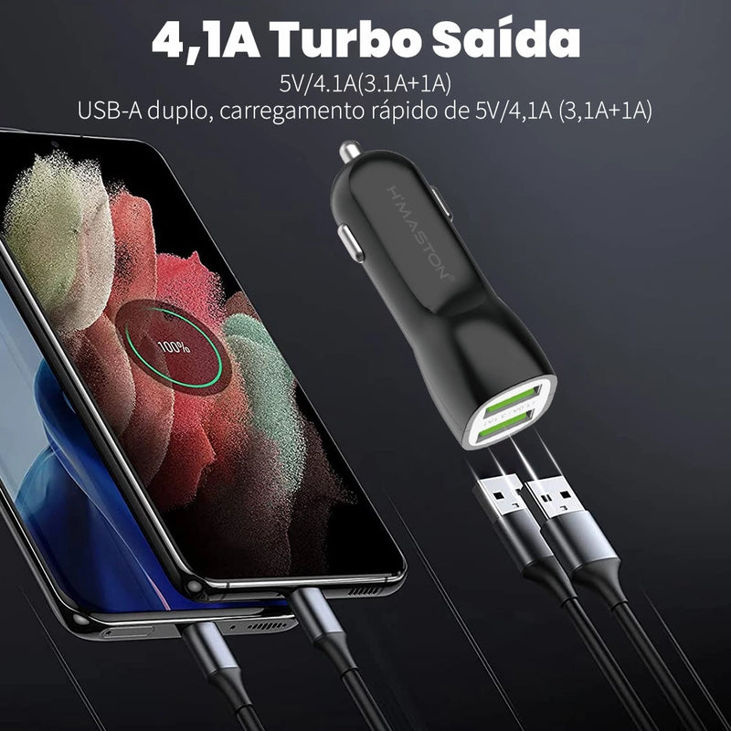 Carregador Veicular CB-07 com 2 Entradas USB – Fonte 12V para Celular no Carro, Rápido e Universal