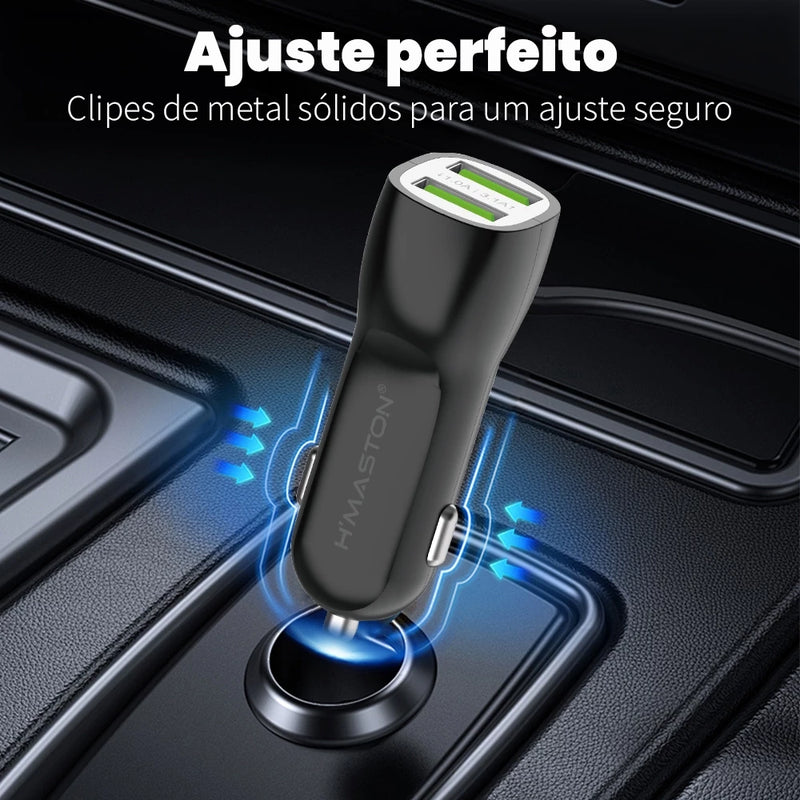 Carregador Veicular CB-07 com 2 Entradas USB – Fonte 12V para Celular no Carro, Rápido e Universal